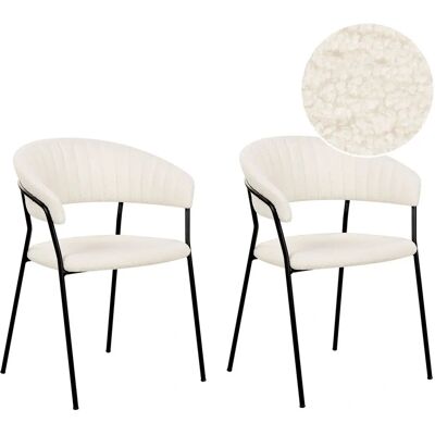Beliani Setti 2 modernia Off-White Bouclé ruokatuolia - Ruokatuolit Beliani Setti 2 modernia Off-White Bouclé ruokatuolia - Ruokatuolit