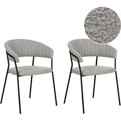 Beliani Ensemble de 2 Chaises de Salle à Manger Gris Bouclé - Moderne - Publicité Beliani Ensemble de 2 Chaises de Salle à Manger Gris Bouclé - Moderne - Publicité