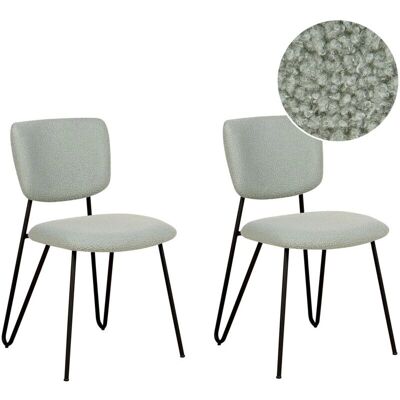 Ensemble de 2 chaises de salle à manger vert clair bouclé - Chaises - Publicité Ensemble de 2 chaises de salle à manger vert clair bouclé - Chaises - Publicité