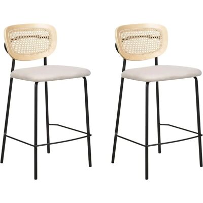 Beliani Ensemble de 2 Chaises de Bar en Polyester Beige Clair - Publicité Beliani Ensemble de 2 Chaises de Bar en Polyester Beige Clair - Publicité