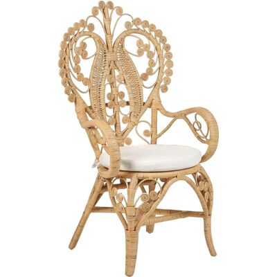 Chaise paon beige en rotin naturel coussin en polyester pour jardin intérieur extérieur - Publicité Chaise paon beige en rotin naturel coussin en polyester pour jardin intérieur extérieur - Publicité