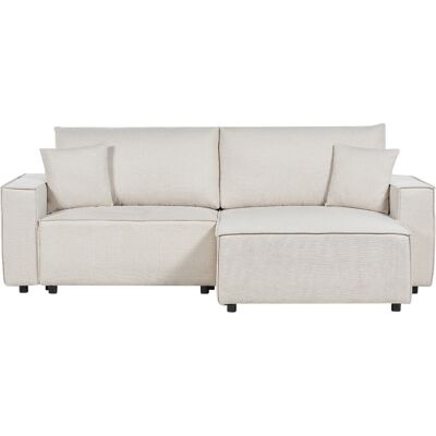 Sofá Cama Esquinero Beige Tela Poliéster Moderno 3 Plazas con Cojines Sala de Estar Sofá Cama Esquinero Beige Tela Poliéster Moderno 3 Plazas con Cojines Sala de Estar