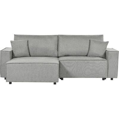 Sofá cama esquina Beliani Gris - Mueble moderno 3 plazas en forma de L Sofá cama esquina Beliani Gris - Mueble moderno 3 plazas en forma de L