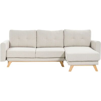 Canapé d'angle beige en tissu avec fonction canapé-lit - Canapé d'angle - Publicité Canapé d'angle beige en tissu avec fonction canapé-lit - Canapé d'angle - Publicité