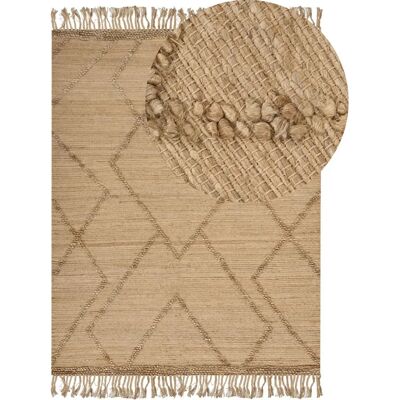Beige Jute Aluevaate - Käsintehty Geometrinen Kuviolla - 160x230cm Beige Jute Aluevaate - Käsintehty Geometrinen Kuviolla - 160x230cm
