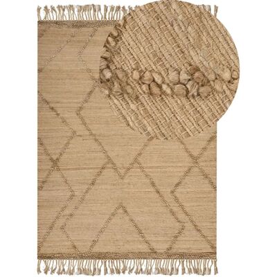 Alfombra de yute beige Beliani - Patrón geométrico - 200x300 cm Alfombra de yute beige Beliani - Patrón geométrico - 200x300 cm