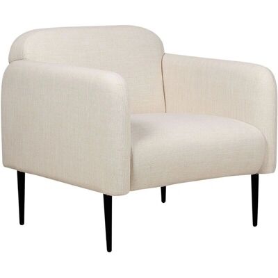 Sillón Beliani Beige y Negro Tapicería de Lino Patas de Metal - Sillón Sillón Beliani Beige y Negro Tapicería de Lino Patas de Metal - Sillón