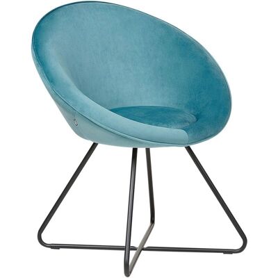 Chaise Accent en Velours Bleu Beliani - Siège Ronde Rétro Minimaliste - Publicité Chaise Accent en Velours Bleu Beliani - Siège Ronde Rétro Minimaliste - Publicité