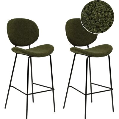 Ensemble de 2 Chaises de Bar Vert Foncé Bouclé - Chaises de Bar - Publicité Ensemble de 2 Chaises de Bar Vert Foncé Bouclé - Chaises de Bar - Publicité