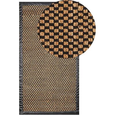 Alfombra tejida a mano beige y negra Beliani - Rectangular 80x150 cm Alfombra tejida a mano beige y negra Beliani - Rectangular 80x150 cm