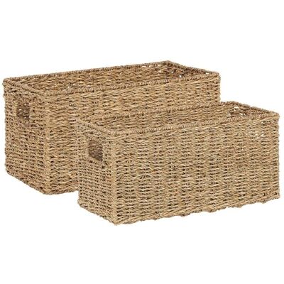Conjunto de Cestas de Hierba Marina Natural - Beliani Conjunto de Cestas de Hierba Marina Natural - Beliani