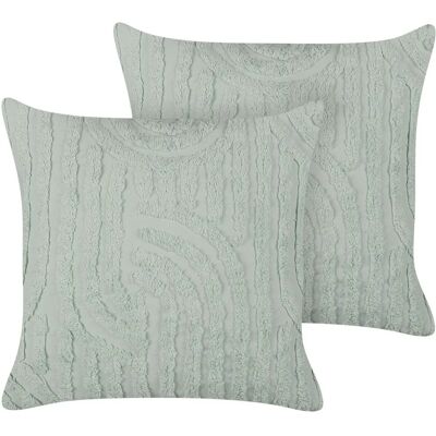 Beliani Ensemble de 2 Coussins Vert Menthe Cotton Polyester Remplissage - Coussins - Publicité Beliani Ensemble de 2 Coussins Vert Menthe Cotton Polyester Remplissage - Coussins - Publicité