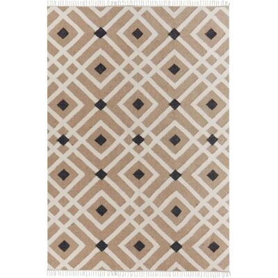 Alfombra de yute y algodón beige Beliani - 160 x 230 cm - Estilo boho Alfombra de yute y algodón beige Beliani - 160 x 230 cm - Estilo boho
