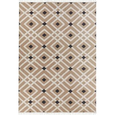 Alfombra de Yute y Algodón Beige Beliani - Patrón Geométrico, Apta para Calefacción Radiante Alfombra de Yute y Algodón Beige Beliani - Patrón Geométrico, Apta para Calefacción Radiante