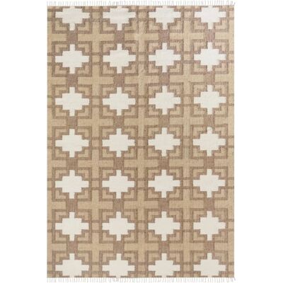 Alfombra de yute y algodón beige Beliani - Estilo boho hecha a mano 200x300cm Alfombra de yute y algodón beige Beliani - Estilo boho hecha a mano 200x300cm