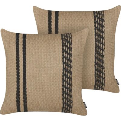 Beliani Ensemble de 2 Coussins Décoratifs - Jute 45x45cm - Décor Bohème - Publicité Beliani Ensemble de 2 Coussins Décoratifs - Jute 45x45cm - Décor Bohème - Publicité