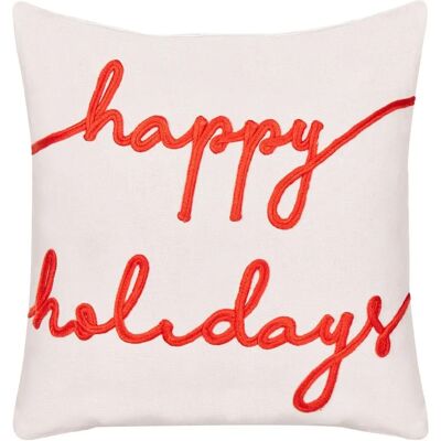 Beliani White Red Velvet Christmas Cushion - Decorative Square Pillow Beliani White Red Velvet Christmas Cushion - Decorative Square Pillow
