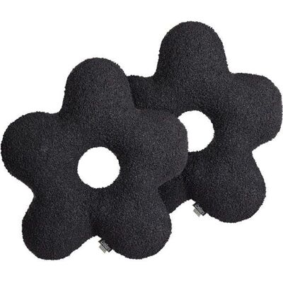 Beliani Set aus 2 Kissen Schwarz - Blumenform - Weiche Füllung Beliani Set aus 2 Kissen Schwarz - Blumenform - Weiche Füllung