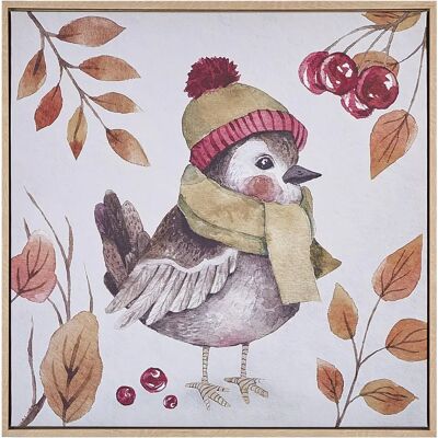 Beliani Canvas Art Print Multicolour Bird 63x63cm MDF Modern Square Beliani Canvas Art Print Multicolour Bird 63x63cm MDF Modern Square