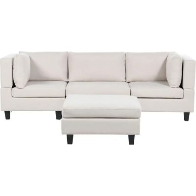Beliani Hellbeige Modulares Sofa mit Ottoman - Sofa Beliani Hellbeige Modulares Sofa mit Ottoman - Sofa