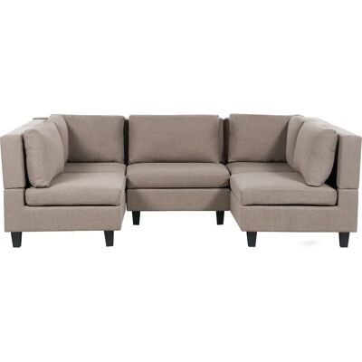 Beliani Modular Sofa Brown - U-Shaped 5 Seater with Ottoman - Modern Living Room Couch Beliani Modular Sofa Brown - U-Shaped 5 Seater with Ottoman - Modern Living Room Couch