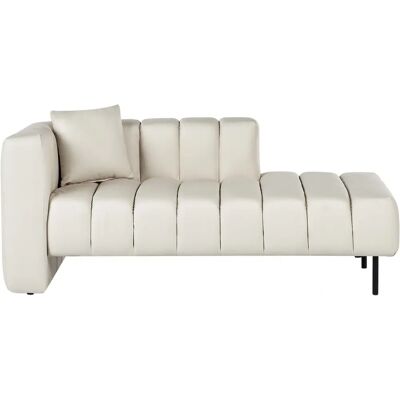 Beliani Canapé-Longue Gauche en Velours Beige - Chaise Lounge - Publicité Beliani Canapé-Longue Gauche en Velours Beige - Chaise Lounge - Publicité