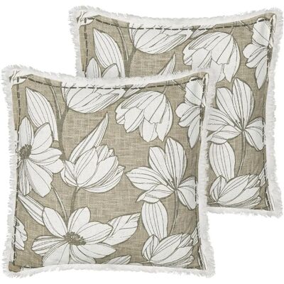 Beliani Ensemble de 2 Coussins en Coton avec Motif Floral - 45x45cm - Publicité Beliani Ensemble de 2 Coussins en Coton avec Motif Floral - 45x45cm - Publicité