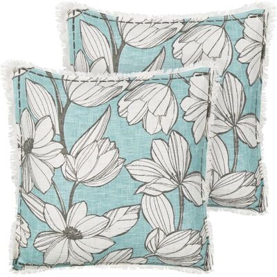 Beliani Ensemble de 2 Coussins en Coton à Motif Floral - 45x45 cm - Publicité Beliani Ensemble de 2 Coussins en Coton à Motif Floral - 45x45 cm - Publicité