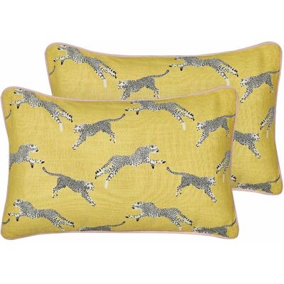 Beliani Set of 2 Cheetah Pattern Cotton Cushions - Cushions Beliani Set of 2 Cheetah Pattern Cotton Cushions - Cushions