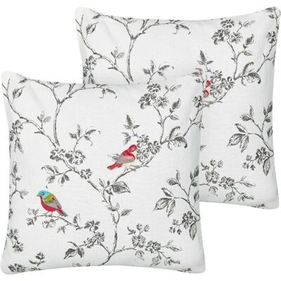 Beliani Coussin en coton avec motif d'oiseaux brodé 45x45cm - Publicité Beliani Coussin en coton avec motif d'oiseaux brodé 45x45cm - Publicité