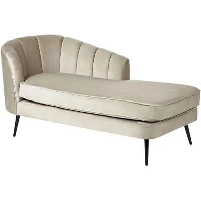 Beliani - Canapé lounge en velours gauche - Beige - Mobilier de salon - Publicité Beliani - Canapé lounge en velours gauche - Beige - Mobilier de salon - Publicité