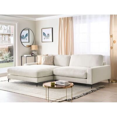 Sofá esquinero MALOY Chenille Blanco crema - 3 plazas Estilo moderno Sofá esquinero MALOY Chenille Blanco crema - 3 plazas Estilo moderno