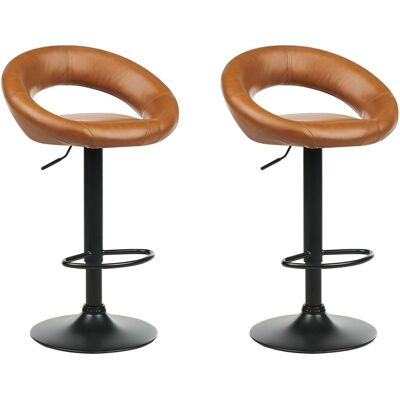 Ensemble de 2 tabourets de bar Beliani - Modernes en faux cuir marron, hauteur réglable, pivotants - Publicité Ensemble de 2 tabourets de bar Beliani - Modernes en faux cuir marron, hauteur réglable, pivotants - Publicité