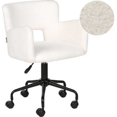 Chaise de Bureau Blanche Bouclé Beliani - Hauteur Réglable & Accoudoirs - Publicité Chaise de Bureau Blanche Bouclé Beliani - Hauteur Réglable & Accoudoirs - Publicité