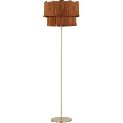 Beliani Stehleuchte Braun und Gold Leinen Metall 137 cm - Stehlampe Beliani Stehleuchte Braun und Gold Leinen Metall 137 cm - Stehlampe