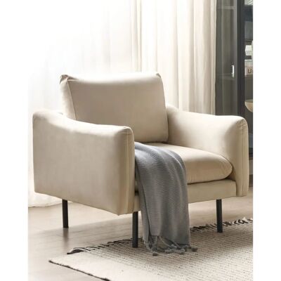 Beliani Sillón de terciopelo color beige claro - Sillón Beliani Sillón de terciopelo color beige claro - Sillón