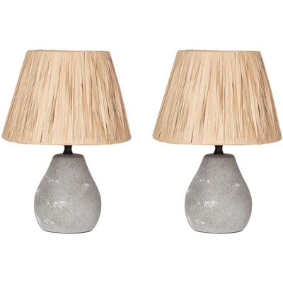 Beliani Set aus 2 Keramik-Tischlampen - Grau & Natur - Modern Beliani Set aus 2 Keramik-Tischlampen - Grau & Natur - Modern
