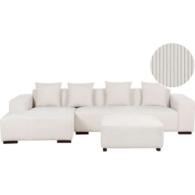 Canapé d'angle L Beliani Blanc Crème avec Ottoman - 4 Places Design Moderne - Publicité Canapé d'angle L Beliani Blanc Crème avec Ottoman - 4 Places Design Moderne - Publicité