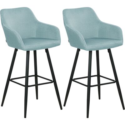 Beliani Ensemble de 2 Chaises de Bar en Velours Bleu Clair - Chaises de Bar - Publicité Beliani Ensemble de 2 Chaises de Bar en Velours Bleu Clair - Chaises de Bar - Publicité