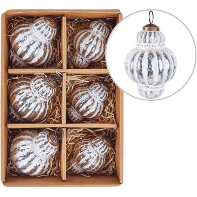 Beliani Weihnachtskugeln Set aus 6 Silber Glas Hängend - Weihnachtsdeko Beliani Weihnachtskugeln Set aus 6 Silber Glas Hängend - Weihnachtsdeko