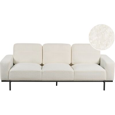 Sofá 3 Plazas Blanco Bouclé Beliani - Muebles para sala Sofá 3 Plazas Blanco Bouclé Beliani - Muebles para sala