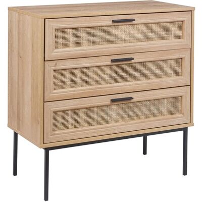 Beliani Pasco 80cm Vaalea Puu Rattan Lipasto - Lipasto 3 laatikolla Beliani Pasco 80cm Vaalea Puu Rattan Lipasto - Lipasto 3 laatikolla