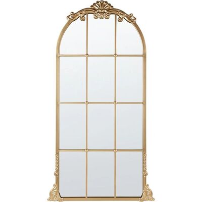 Beliani Wandspiegel Gold Metall 66 x 124 cm Wandmontierter Fenster Dekoratives Spiegel Beliani Wandspiegel Gold Metall 66 x 124 cm Wandmontierter Fenster Dekoratives Spiegel