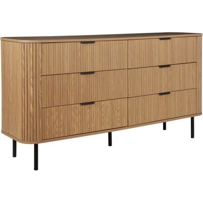 Beliani Mueble de Alacena en Madera Clara - 6 Cajones Retro Beliani Mueble de Alacena en Madera Clara - 6 Cajones Retro