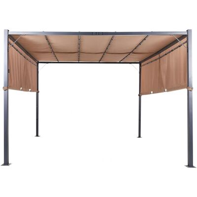Beliani Pérgola Marrón de Acero - Sombrilla de Jardín 310x310cm con Luces LED Beliani Pérgola Marrón de Acero - Sombrilla de Jardín 310x310cm con Luces LED