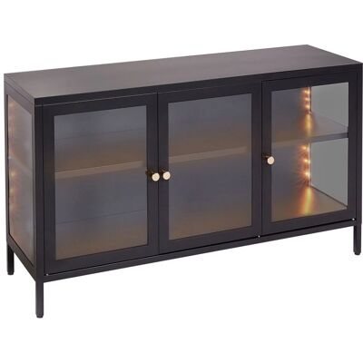 Beliani LED-Sideboard mit 3 Türen Schwarz Stahl Sicherheitsglas - Sideboard Beliani LED-Sideboard mit 3 Türen Schwarz Stahl Sicherheitsglas - Sideboard