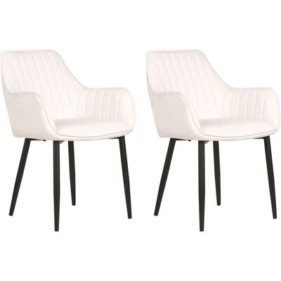 Beliani Ensemble de 2 Chaises de Salle à Manger en Velours - Blanc Crème - Chaises de salle à manger - Publicité Beliani Ensemble de 2 Chaises de Salle à Manger en Velours - Blanc Crème - Chaises de salle à manger - Publicité
