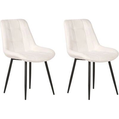 Beliani - Ensemble de 2 chaises en velours blanc crème - Chaises de salle à manger - Publicité Beliani - Ensemble de 2 chaises en velours blanc crème - Chaises de salle à manger - Publicité