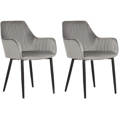 Ensemble de 2 Chaises en Velours Gris Foncé - Chaises de Salle à Manger - Publicité Ensemble de 2 Chaises en Velours Gris Foncé - Chaises de Salle à Manger - Publicité