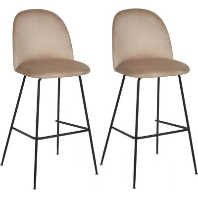 Setti 2 Taupe Samettibarstole - Barstoler Setti 2 Taupe Samettibarstole - Barstoler